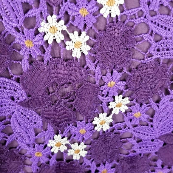 LOGO lounge Small purple crochet lace tunic blouse pockets‎ Artist Smock - Picture 6 of 12